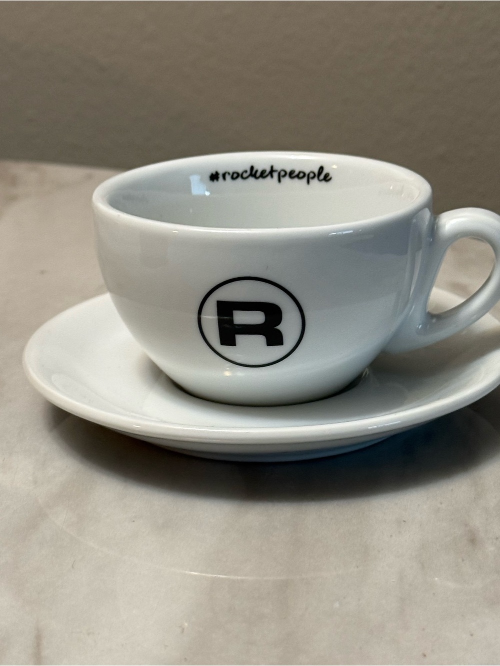 Rocket White Ceramic Espresso Cup & Saucer Set 90ml R Logo #rocketpeople